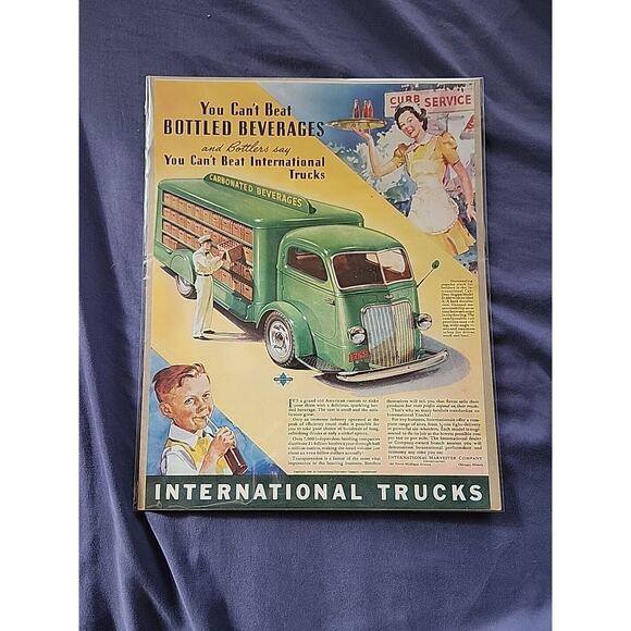 1940 International Trucks Advertisement Waitress Curb Service Soda Vtg Print AD - Picture 1 of 4